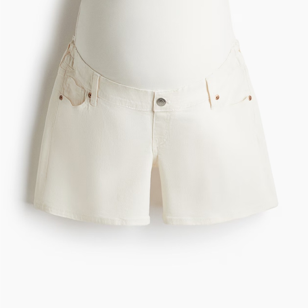 H&M MAMA Off-White Jean Shorts